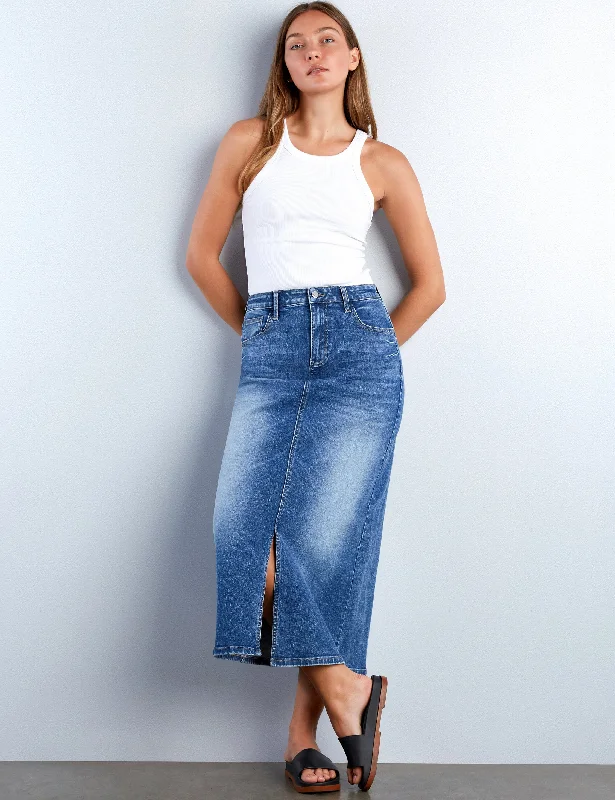 Fab Denim Maxi Skirt velvet skirt luxurious