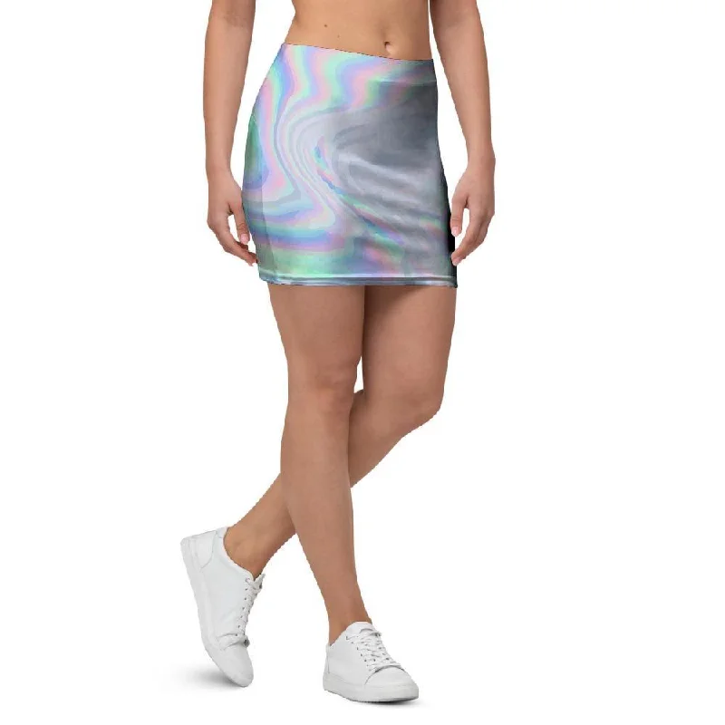 Holographic Abstract Mini Skirt cashmere skirt soft