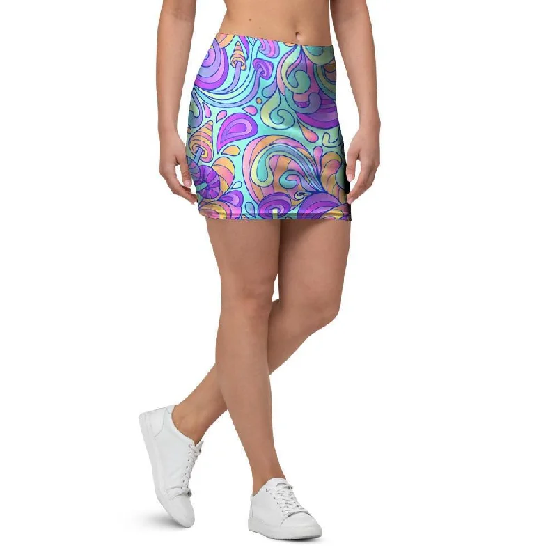 Holographic Floral Psychedelic Mini Skirt lace skirt delicate