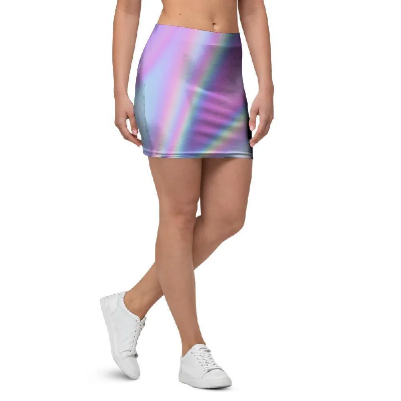 Holographic Mini Skirt chiffon skirt airy