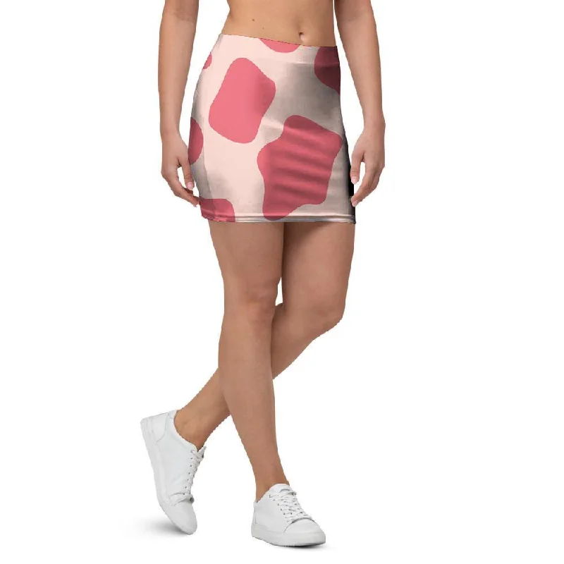 Light Pink Cow Print Mini Skirt patchwork skirt art