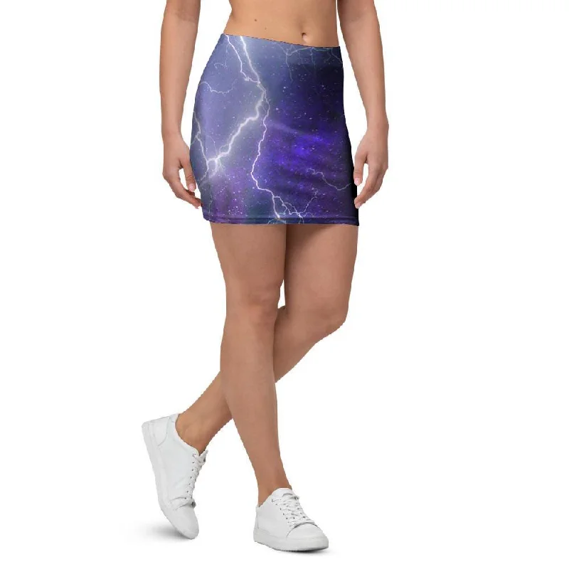 Lightning Aurora Galaxy Space Mini Skirt leather skirt sleek