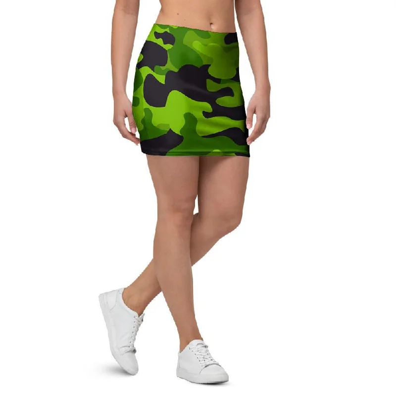 Lime Green Camo Print Mini Skirt summer skirt style