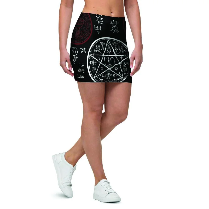 Magic Pentagram Gothic Witch Mini Skirt chiffon skirt delicate