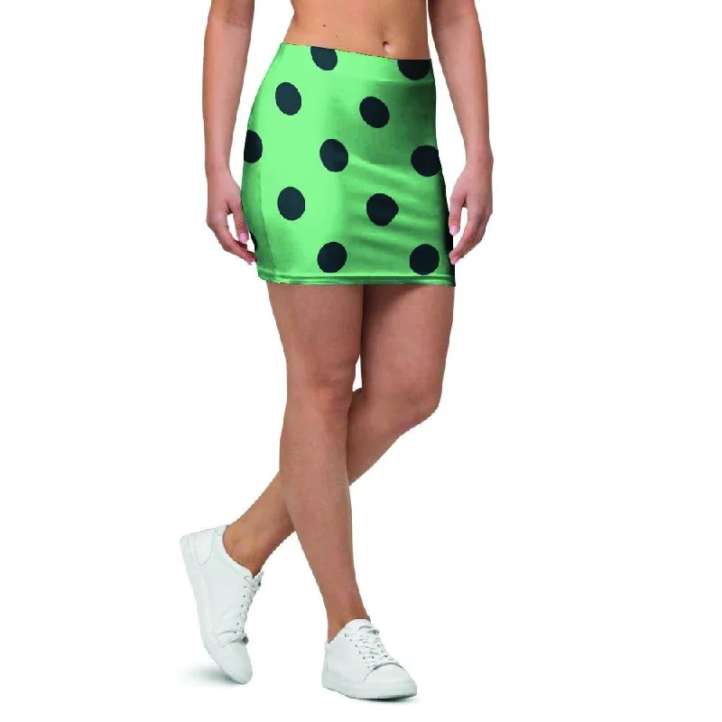 Mint And Green Polka Dot Mini Skirt seamless skirt comfort