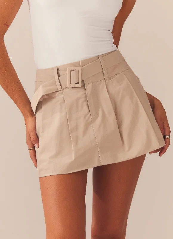 Mooncharged Mini Skirt - Mushroom Grey lightweight skirt design