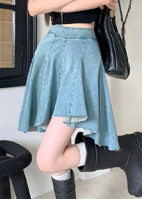 Original Design Blue Solid High Waist Denim Skirts Summer wool skirt breathable