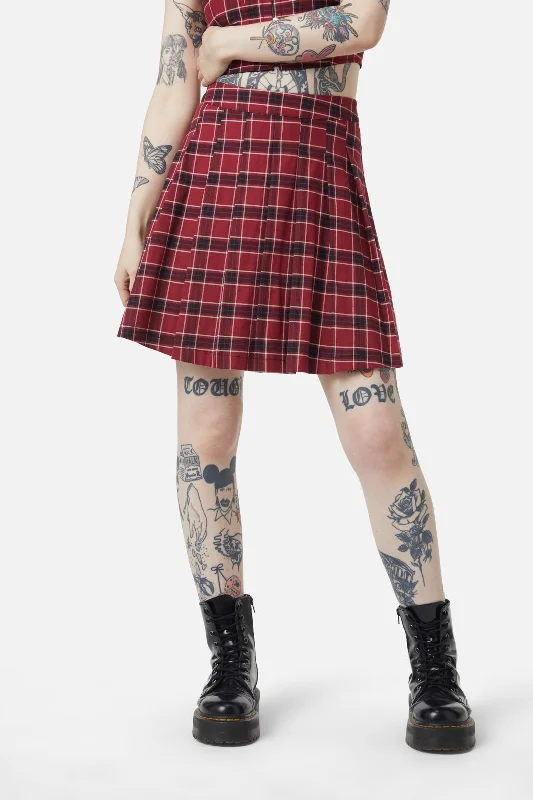 Revenge Tartan Pleated Skirt denim skirt fashionable