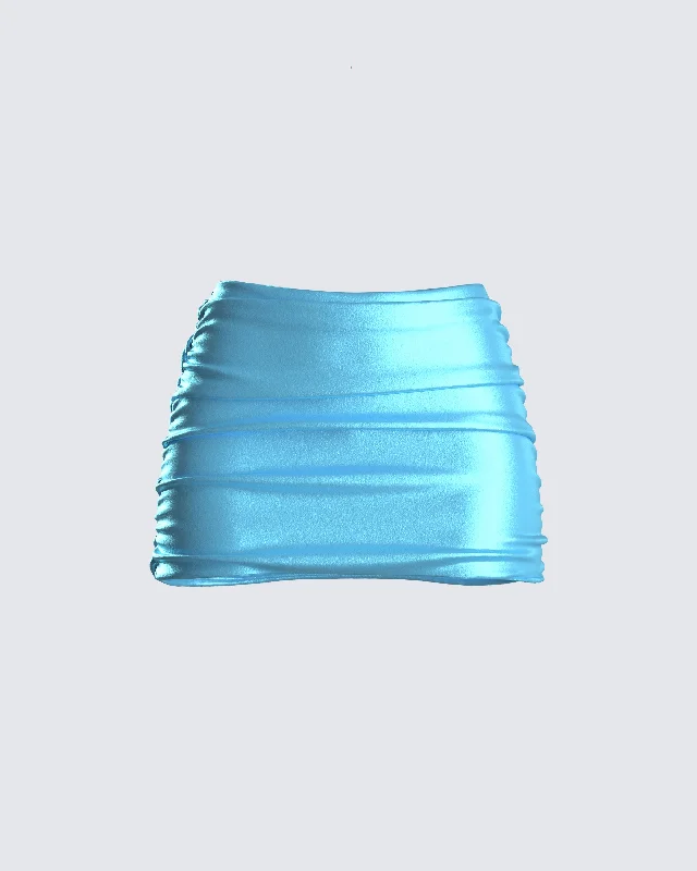 River Blue Satin Mini Skirt satin skirt smooth