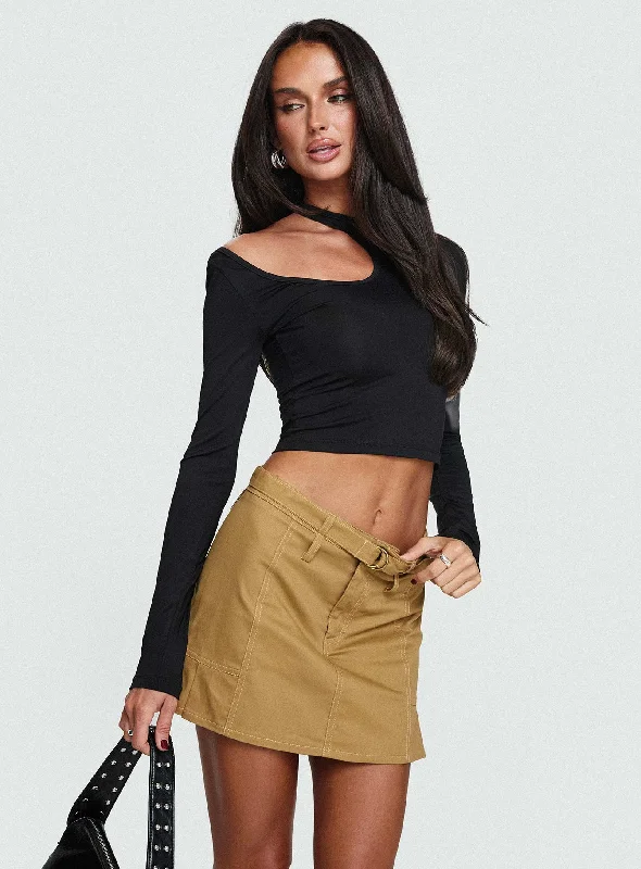 Rojas Mini Skirt Camel velvet skirt rich