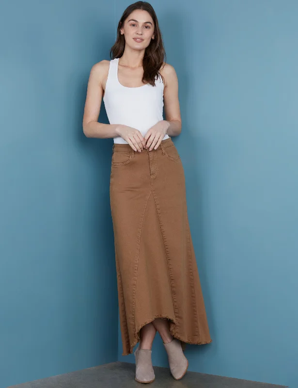 Selma Pieced Denim Maxi Skirt corduroy skirt textured