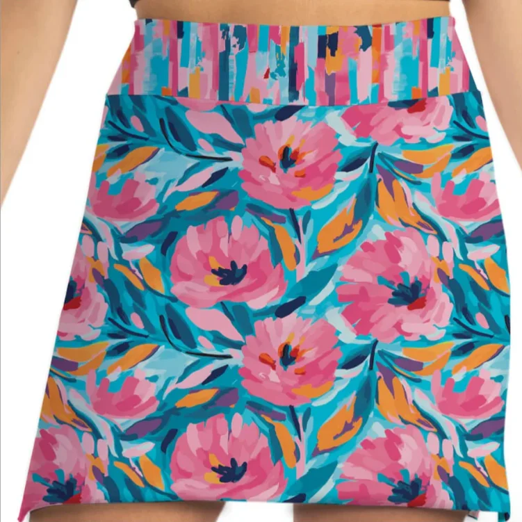 Skort Obsession Miley's Flowers Skort 17" elastic waist skirt