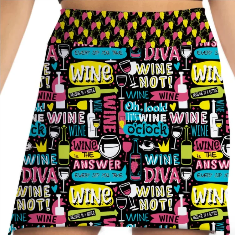 Skort Obsession Wine Not Skort 17" ruffled skirt detail