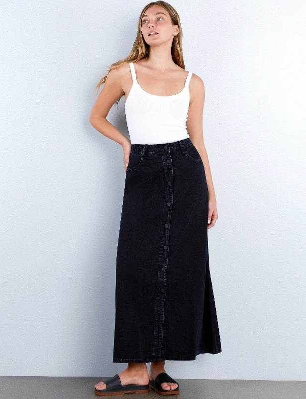 Soft Denim Maxi Skirt lace skirt romantic