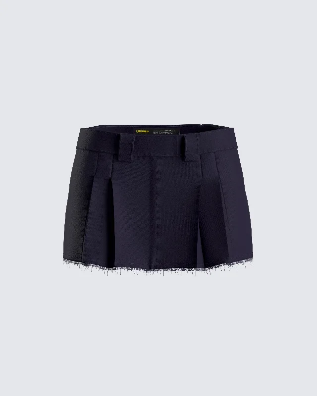 Svetlana Navy Twill Mini Skirt asymmetrical skirt cut