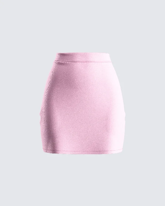 Teresa Pink High Waist Mini Skirt denim skirt stylish