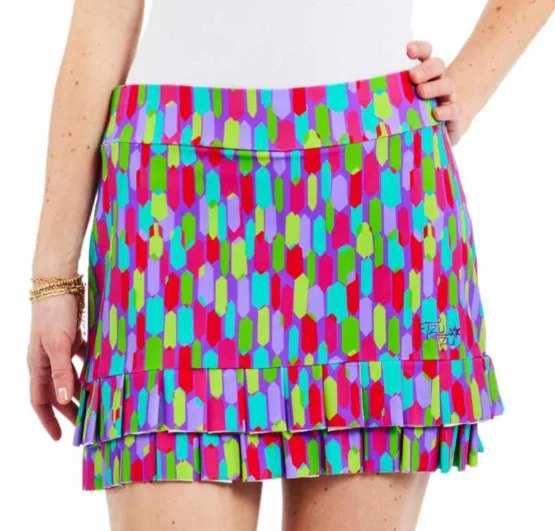 TZU TZU CHACHA 16" SKORT IN JOLLY RANCHER leather skirt sleek