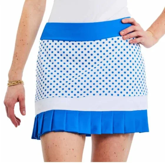 TZU TZU DARBY REGAL DOTTY BLUE-WHITE SKORT 16" chiffon skirt flowing