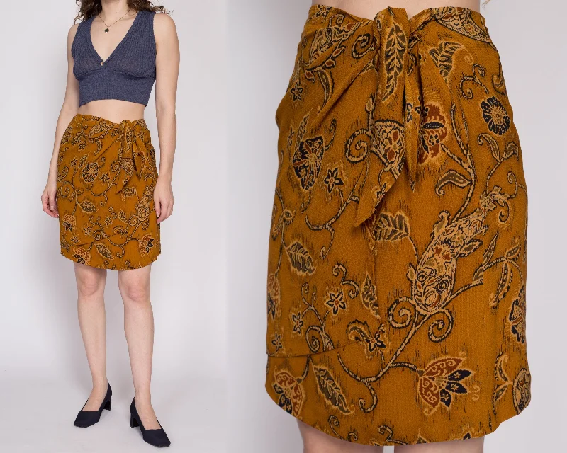 Vintage Silk Floral Paisley Mini Wrap Skirt - Medium summer skirt style