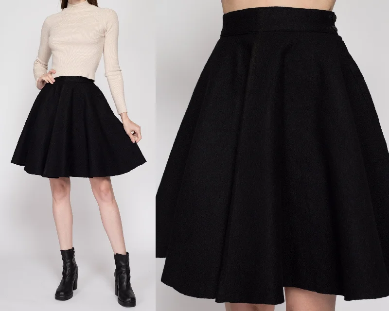 XS 60s Black Felt Mini Circle Skirt denim skirt stylish